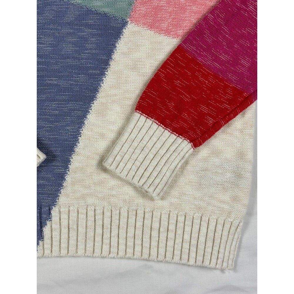 NIC+ZOE Sweater Womens M Geometric Colorblock Cotton Blend Art To Wear Pullover - Picture 7 of 16